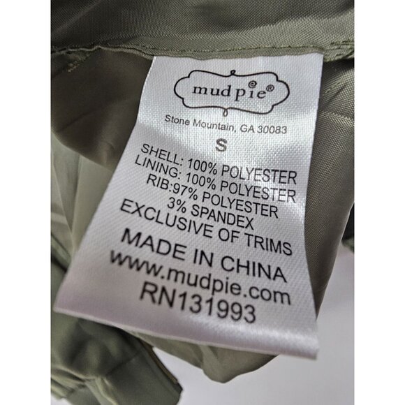 Mud Pie Womens Size Small Nolan Ruffles Bomber Jacket Size Small Green Pockets - Picture 6 of 9